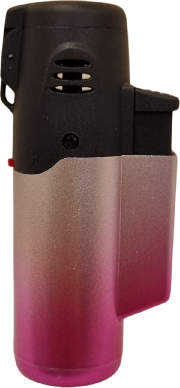 PremiumQuality Gümüş-Pembe Masa Tipi Tek Torch Pürmüz Puro Çakmağı - Image 1