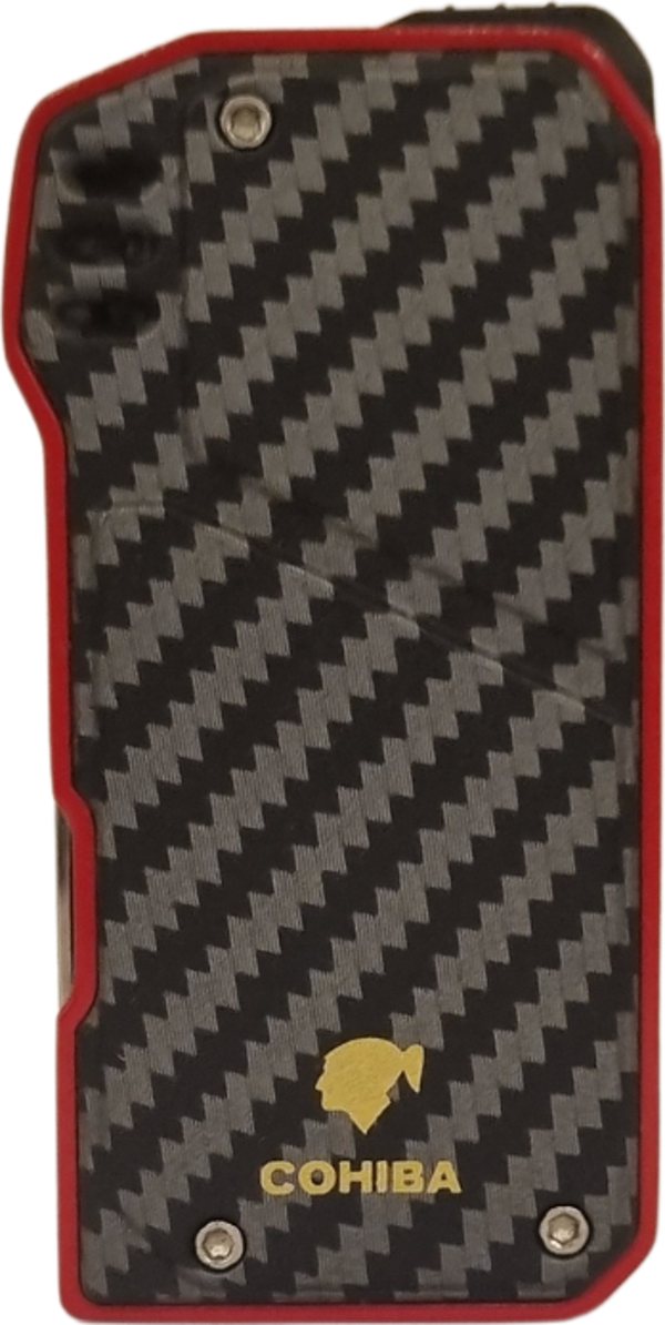 Cohiba Soft Flame Karbon Desenli-Kırmızı Metal Pipo Çakmağı - Image 1