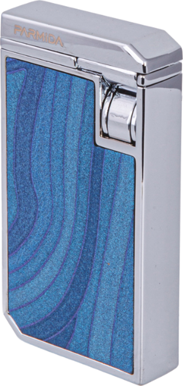 Parmida Çift Torch Pürmüz Mavi-Gümüş Ahşap Desenli Metal Puro Çakmağı - Image 1