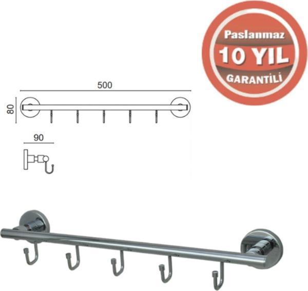 Çelik Banyo Fl10-011 Flora 5'Li Askılık - Image 1