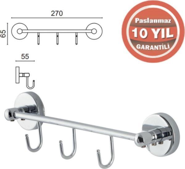 Çelik Banyo Kr10-009 Karaca 3'Lü Askılık - Image 1