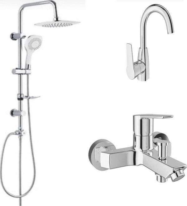 Kale Mare Banyo Döner Lavabo Bataryası Ve Tema 53276 Tepe Duş Seti - Image 1