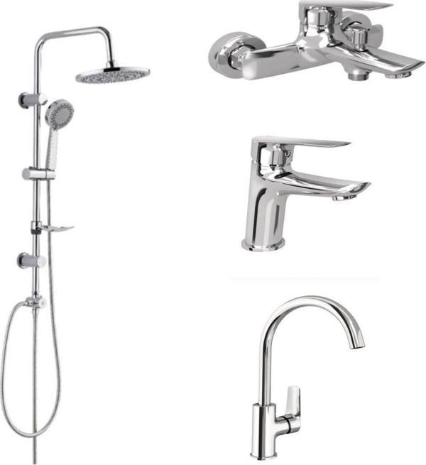 Kale Tandem Banyo + Lavabo + Mutfak Bataryası Ve 53230 Tepe Duş Seti - Image 1