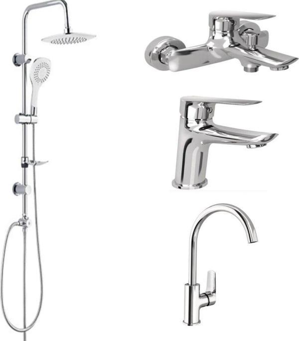 Kale Tandem Banyo + Lavabo + Mutfak Bataryası Ve 53276 Tepe Duş Seti - Image 1
