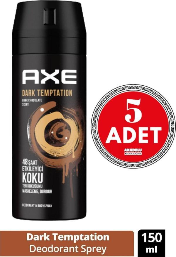 Axe Dark Temptation Erkek Sprey Deodorant 150 Ml (5 Adet) - Image 1