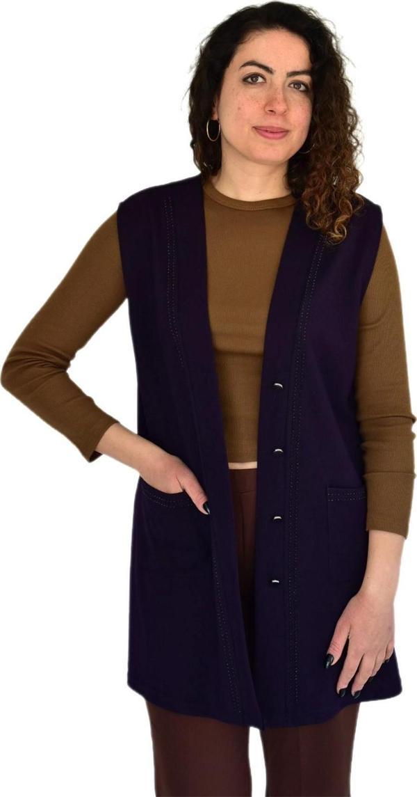 Kadın Anne Mevsimlik Düğmeli Cepli Yelek BGL-ST04314 - Image 1