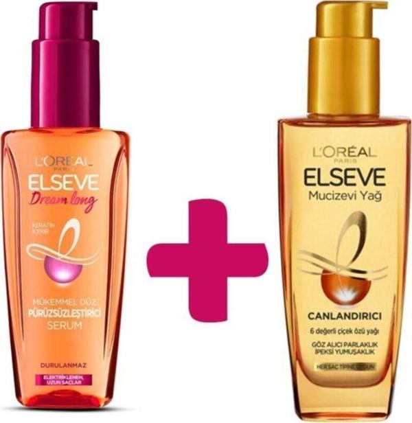 Elseve Dream Long Mükemmel Saç Serumu Yağ 100Ml + Mucizevi Canlandırıcı 100 Ml 2 Li - Image 1