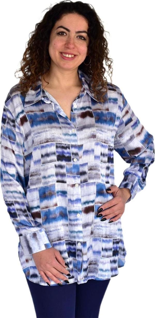 Kadın Küp Desen Şifon Gömlek BGL-ST04237 - Image 1