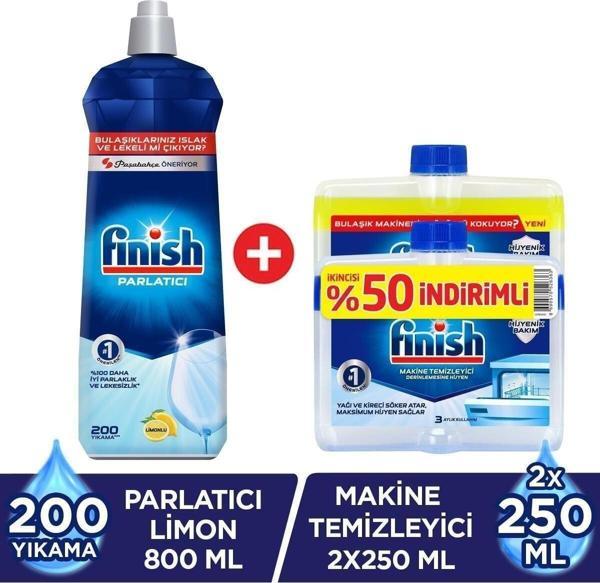 Finish Bulaşık Makinesi Parlatıcı 800 Ml Limon + Bulaşık Makinesi Temizleyici Sıvı 2 X 250 Ml - Image 1