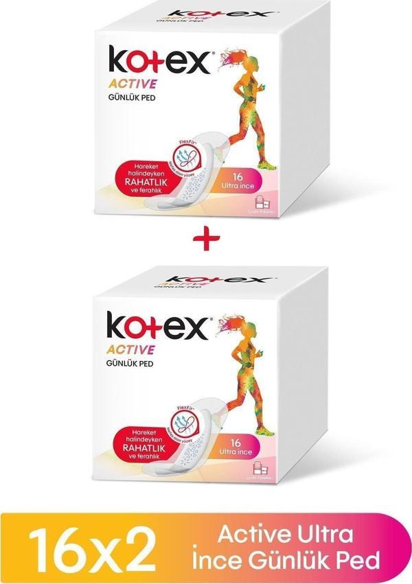 Kotex Active Ultra Ince Günlük Ped 16'Lı X 2 - Image 1
