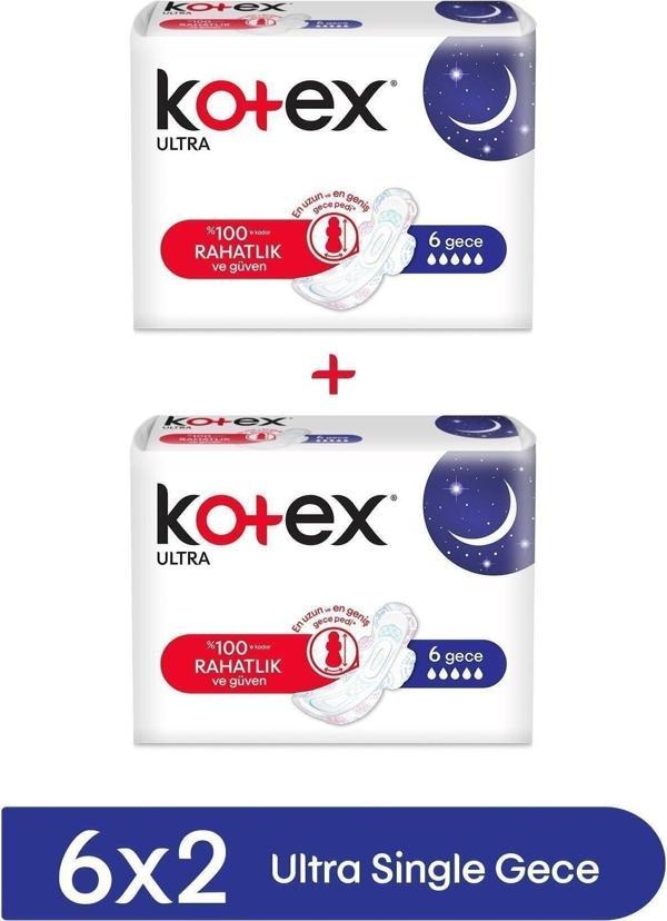 Kotex Ultra Single Gece Pedi 6'Lı X 2 - Image 1