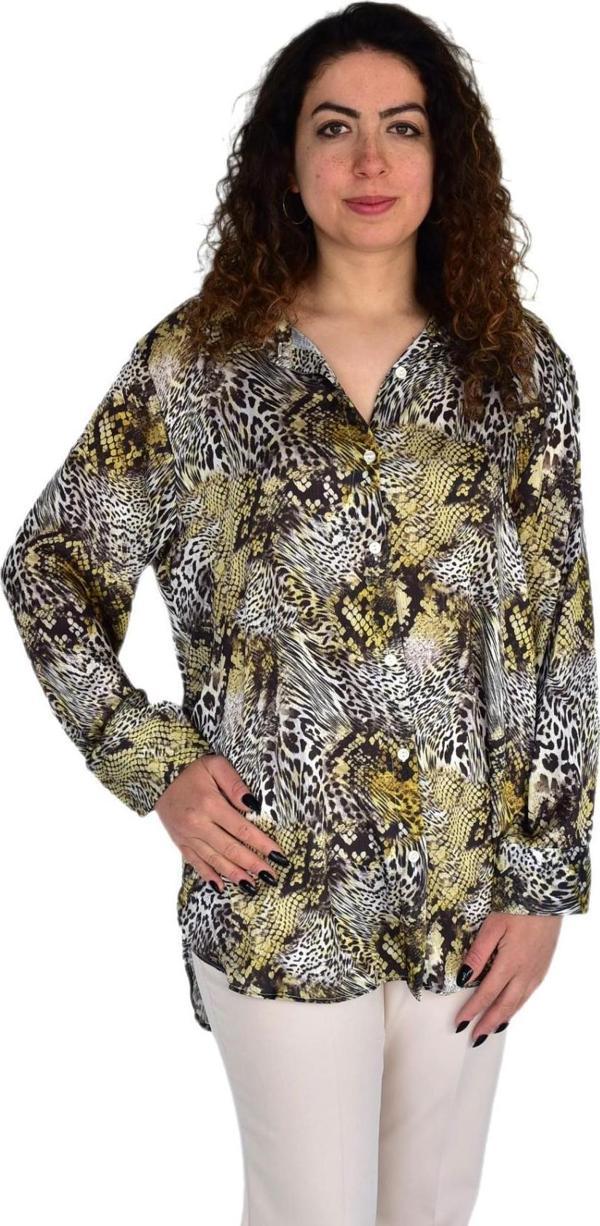 Kadın Leopar Desen Şifon Gömlek BGL-ST04236 - Image 1