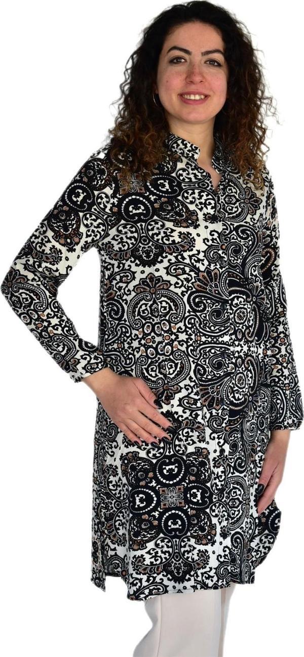 Kadın Uzun Pano Baskılı Desen Viscon Bluz BGL-ST04295 - Image 1