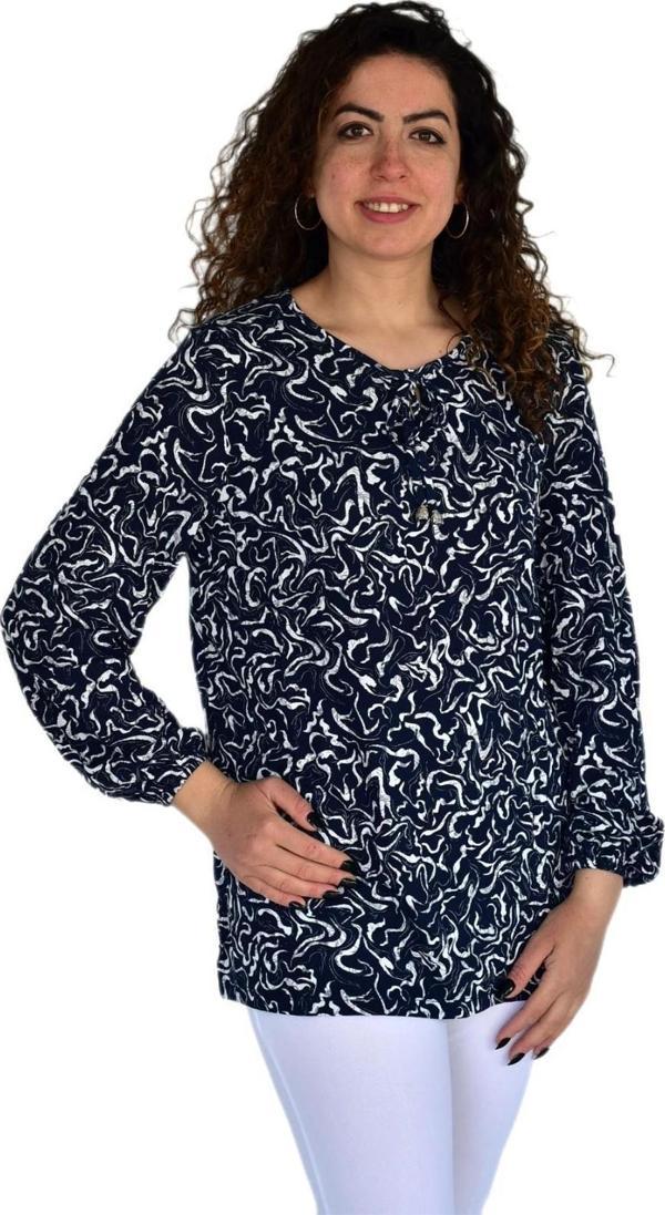 Kadın Ebruli Desen Baskılı Viscon Bluz BGL-ST04284 - Image 1