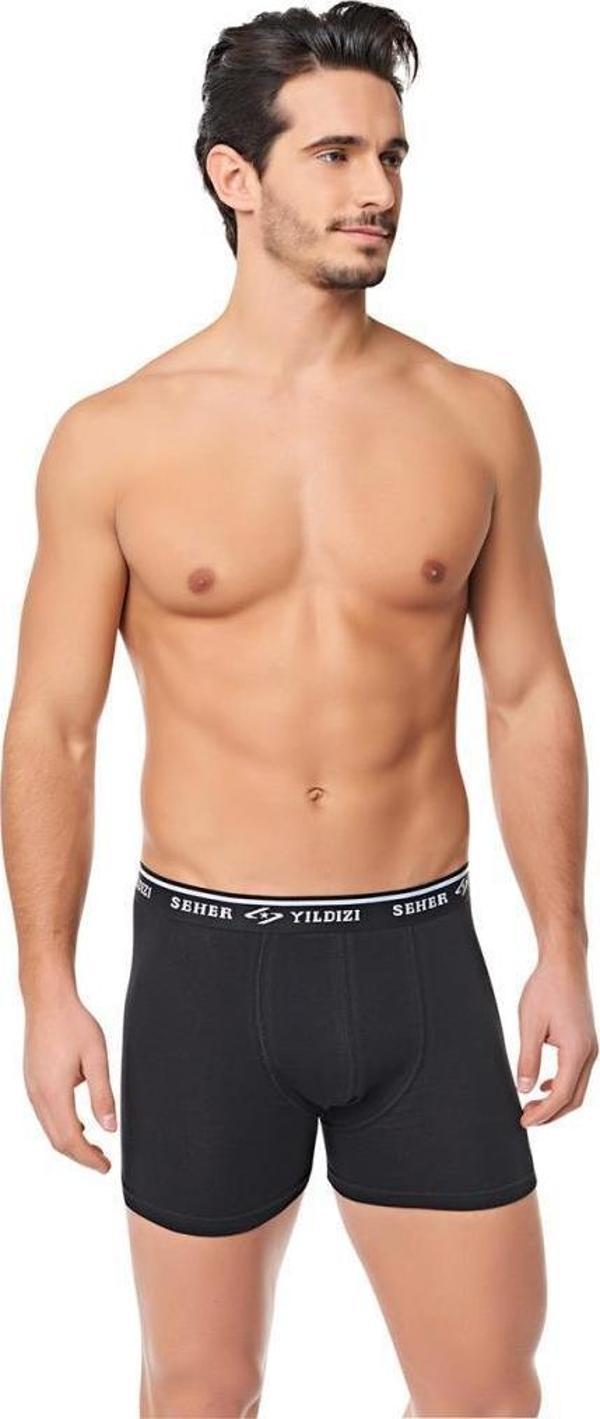 6 lı Paket Seher Yıldızı Erkek Likralı Pamuk Boxer Renk Seçenekli - Image 1
