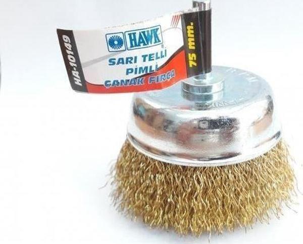 Hawk HA10149 Pimli Sarı Tel Çanak Fırça 75 mm - Image 1