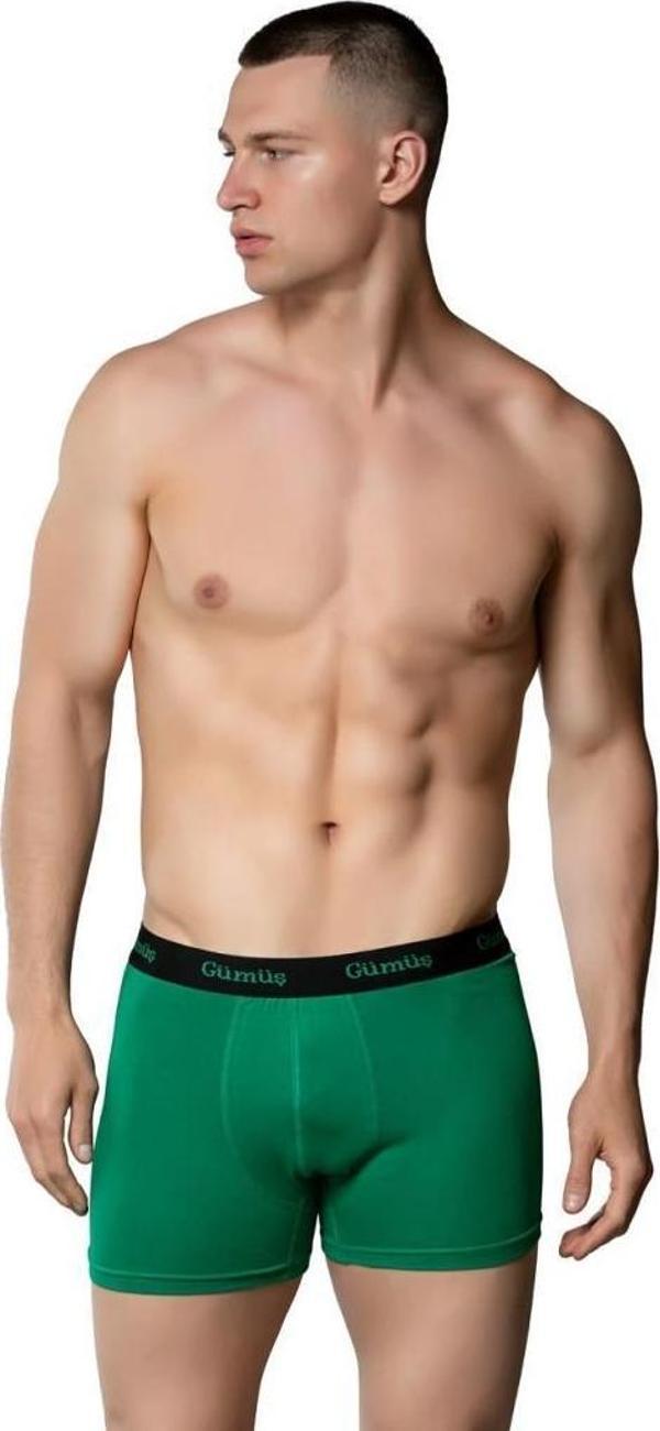 6 Adet Gümüş Erkek Renkli Likralı Spor Boxer 3074 - Image 1