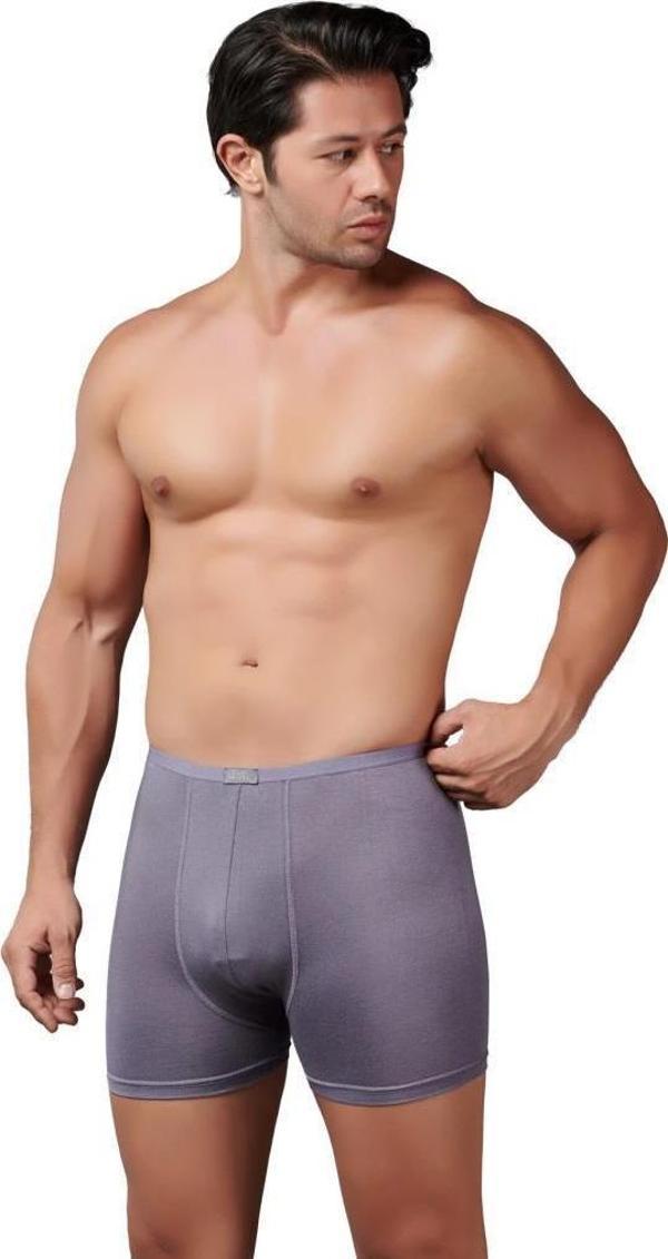 6 Adet Gümüş Erkek Bambu İnce Bel Elastan Boxer 8007 - Image 1