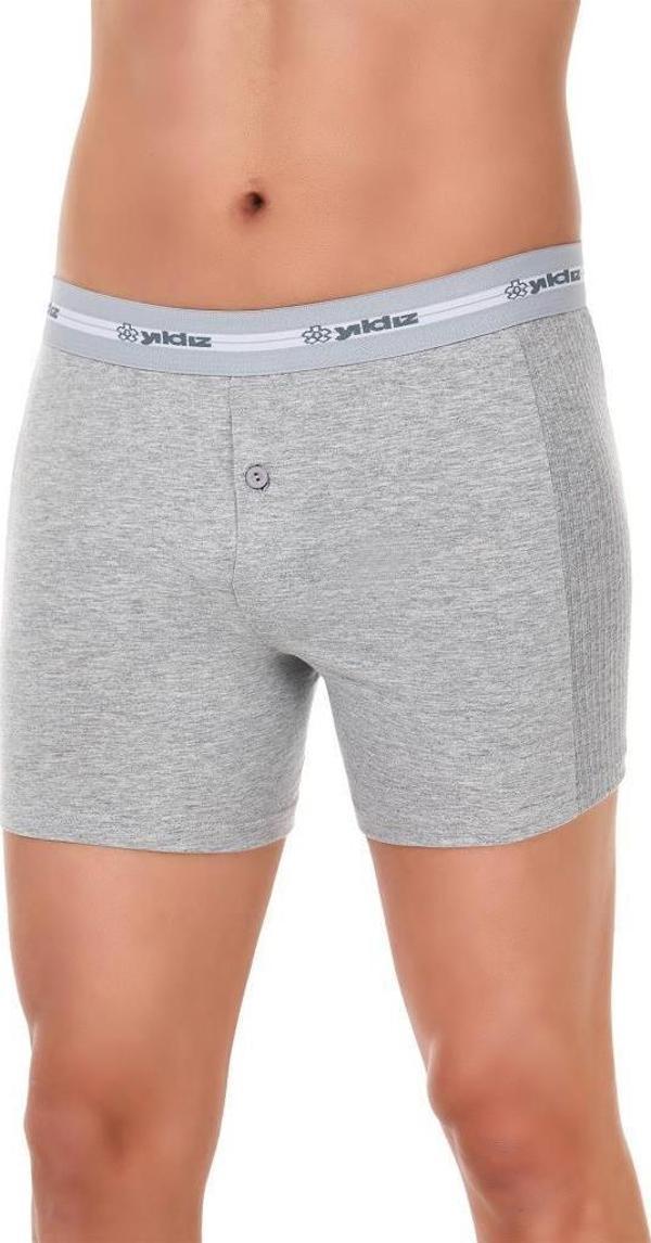 6 Adet Yıldız Erkek Likralı Uzun Boxer Short Gri 112 - Image 1
