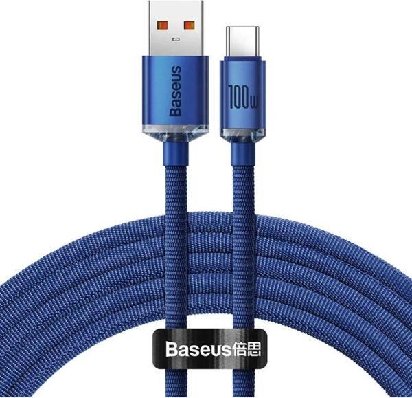 Baseus Crystal Usb-A To C 100W Kablo 1.2 Metre Mavi (Cajy000403) - Image 1