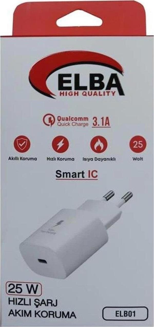 Elba Elb42 Beyaz 25W Şarj Kafa+ İphone Kablo Usb-C Pd3.0-Qc4.0Akım Koruma-Hızlı Şarj - Image 1