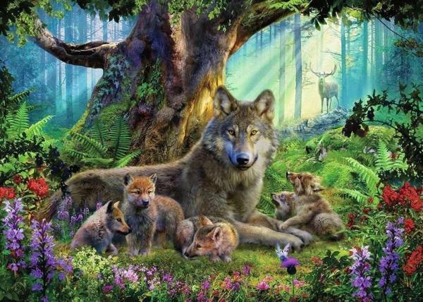 Ravensburger 1000P Puz Wolves In Forest - Image 1