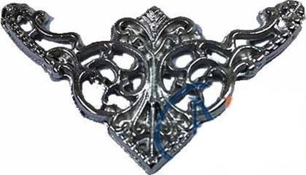 Dekoratif Köşe Süsü, Köşelik - Küçük, 19x34mm, Nikel, 1 Adet - Image 1