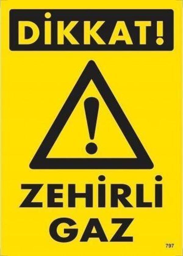 Dikkat Zehirli Gaz Uyarı Levhası 25x35 KOD:797 - Image 1