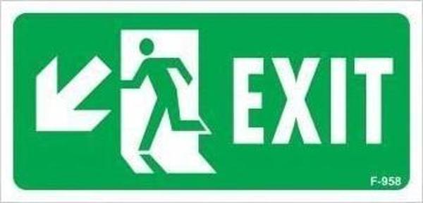 Exit Sol Aşağı Uyarı Levhası 17,5x25 KOD:958 - Image 1