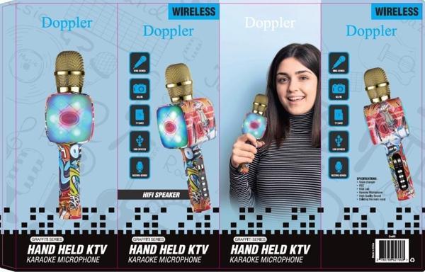 Doppler Graffiti Karaoke Mikrofonu Ses Değiştirme Özellikli Işıklı Yeni Kayıt Özellikli - Image 1