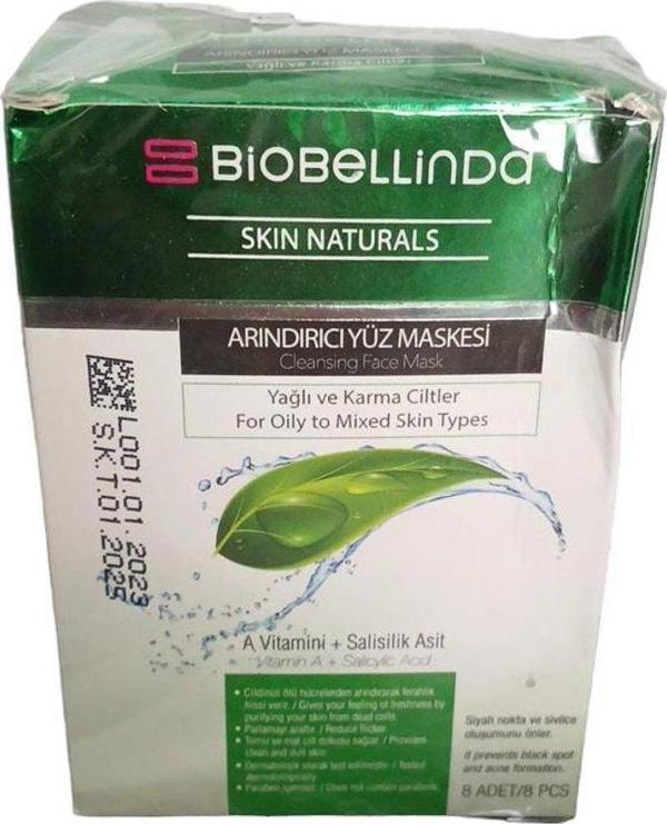 Biobellinda Arındırıcı Yüz Maskesi 8'Li Set Yağlı Ve Karma Ciltler İçin  - Image 1