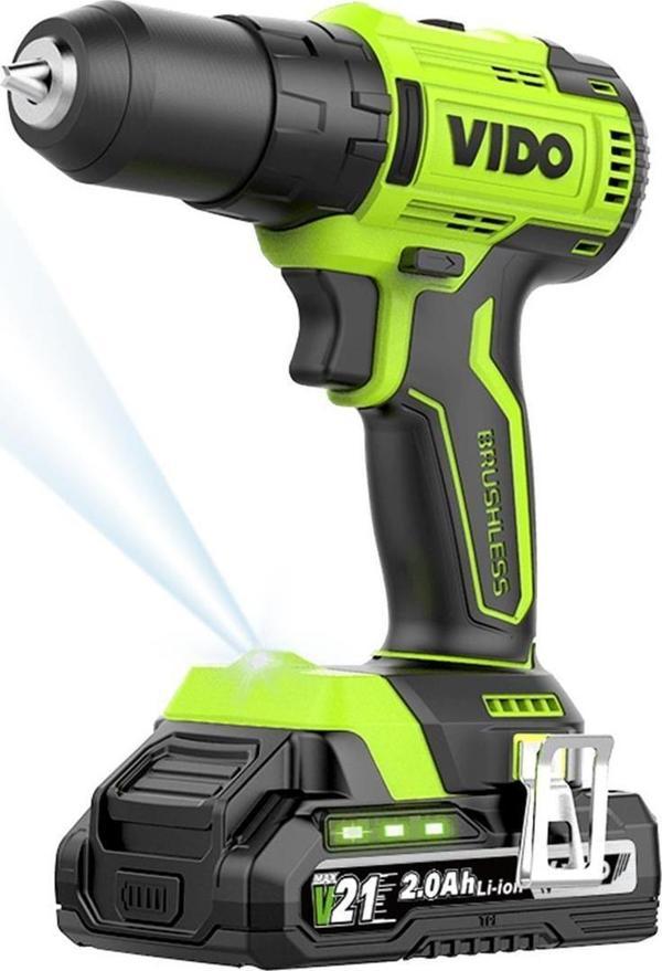 Vido 21V 2.0 Ah Çift Akülü Kömürsüz Kompakt Matkap Wd040210210 - Image 1