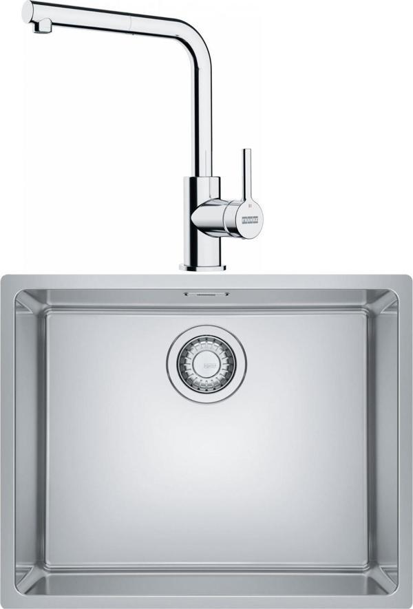 Franke Maris Mrx 110-50 Tek Gözlü Eviye + LİNA L Krom Spiralli Mutfak Eviye Batarya Seti (Krom) - Image 1
