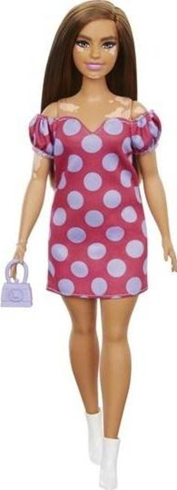 Büyüleyici Parti Bebekleri (Fashionistas) Bebek, Pembe Mor Renkli Elbiseli, Kahverengi Saçlı GRB62 - Image 1