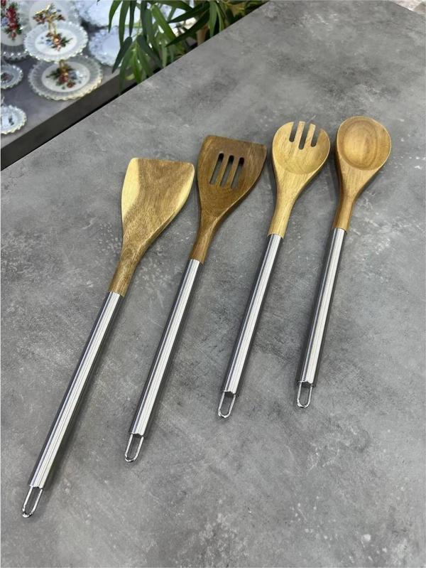 Arow D-538 Arow 4lu Metal Saplı Ahşap Kepce Setı - Image 1