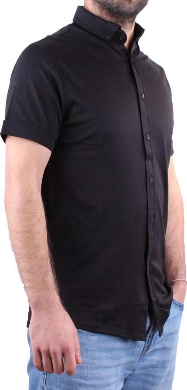 Twister 1853 Siyah Kısa Kol Günlük Pamuklu Erkek Gömlek - Image 1