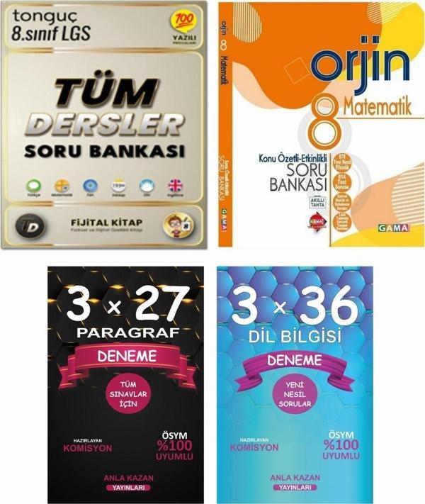 Anla Kazan Paragraf ve Dil Bilgisi Seti + Tonguç LGS Tüm Dersler Soru + Orjin LGS Matematik Soru - Anla Kazan Yayınları - Image 1
