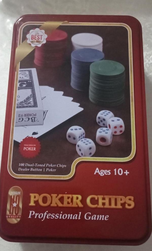 100 Chipli Poker Oyun Seti Metal Saklama Kutulu (zarlı) - Image 1