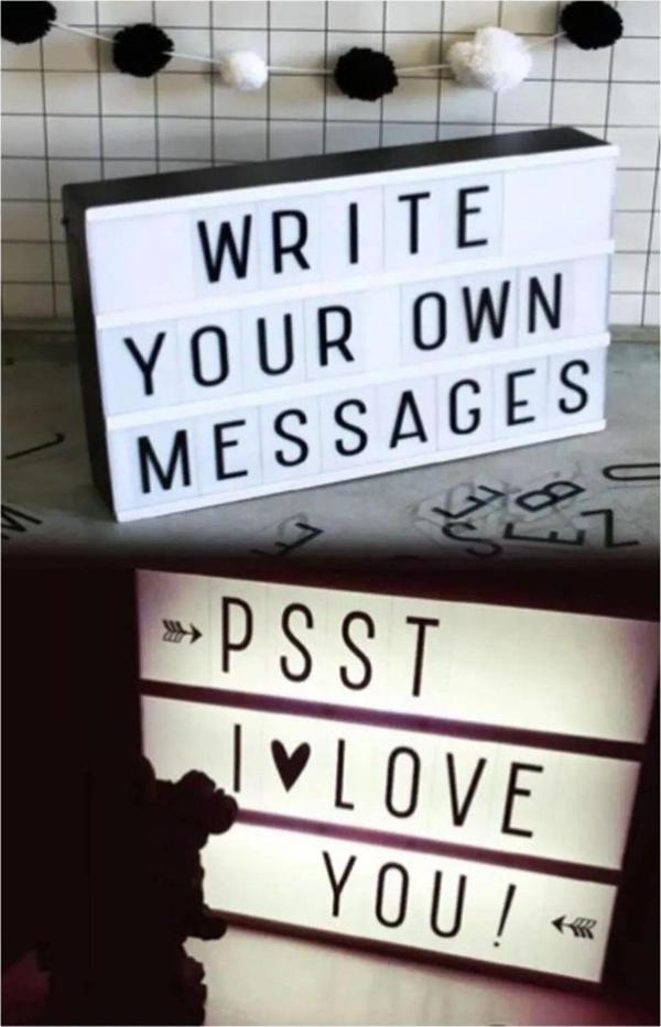 Led Message Light Box 96 Harfli Dekoratif Led Işıklı Mesaj Panosu 30*22 cm Usb ve pilli - Image 1