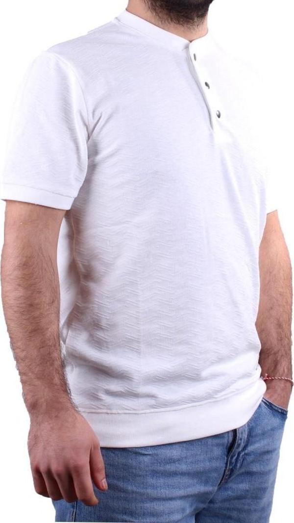 Dagoster DMG23-211240 Beyaz Günlük Hakim Yaka Erkek Tişört - Image 1