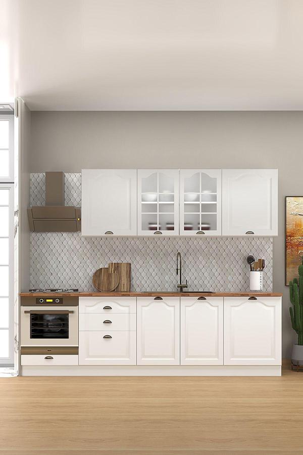Fly Mobilya 270 Cm Greena White Tezgahlı %100 Mdf Hazır Mutfak Dolabı - Image 1