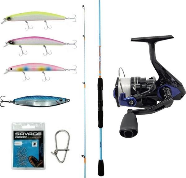 YekOutdoor Okuma Spin Olta Seti Okuma Fuel Spin 2,74 cm 7-30 gr 2 Parça Spin Kamışı&Okuma Fin Chaser X FNX-40BL Blue 1BB - Image 1