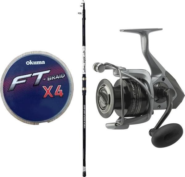 YekOutdoor Surf Oltası Seti Okuma Aria Tele Surf 3,90 cm 100-200 gr Surf Kamışı&Okuma Tomcat TMC-8000 (4.8:1) 6+1bb Olta - Image 1