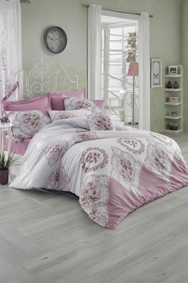 Çift Kişilik Ranforce Nevresim Takımı %100 Pamuklu Şimal Pembe - Image 1