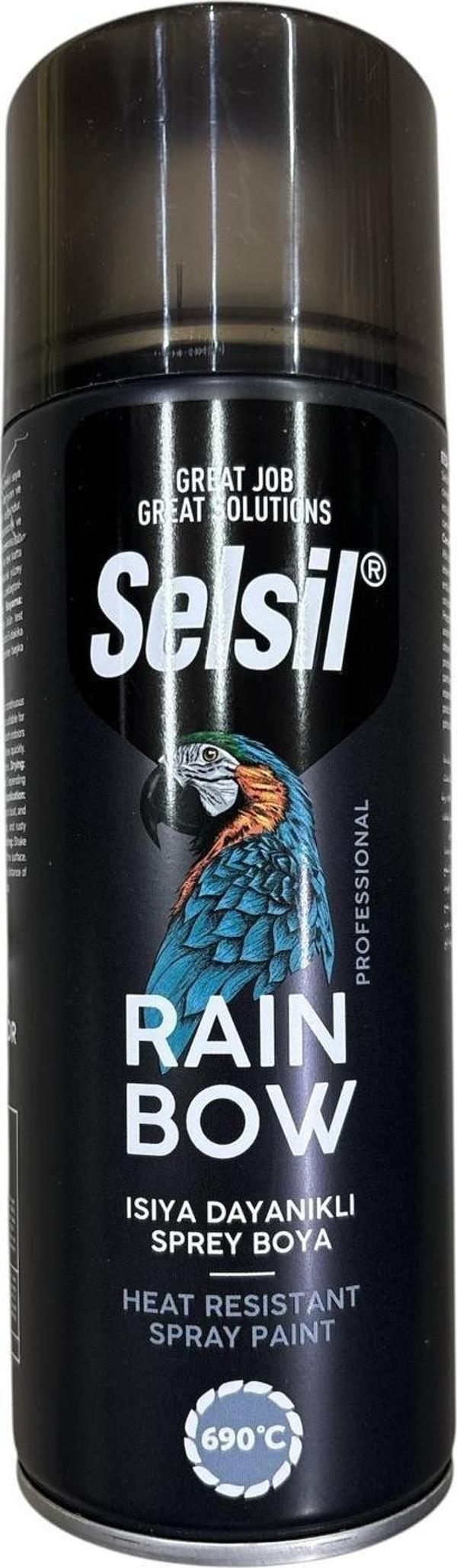 Selsil Rainbow Akrilik Sprey Boya 690 Derece Isıya Dayanıklı Siyah - Image 1