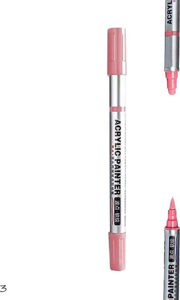 Çift Taraflı Akrilik Marker Kalemi - 1 Adet- Pembe - Image 1