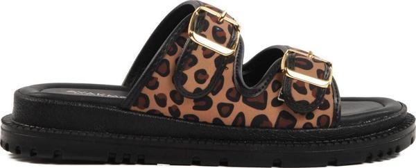 Leopar Desenli Tekstil Kadın Terlik 238051 Z - Image 1