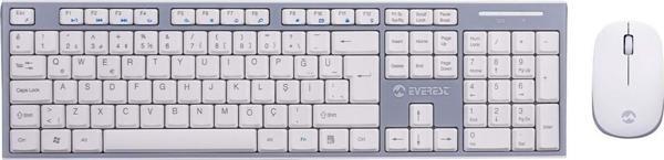 Everest KM- 6063 Beyaz/Gri Kablosuz Q Multimedia Klavye + Mouse Set - Image 1