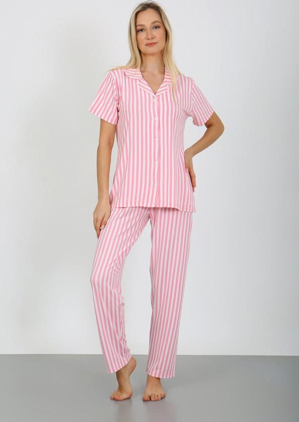 Nisanca Kısa Kollu Milan Gömlek Pijama Takımı- Genç Anne Serisi - Image 1