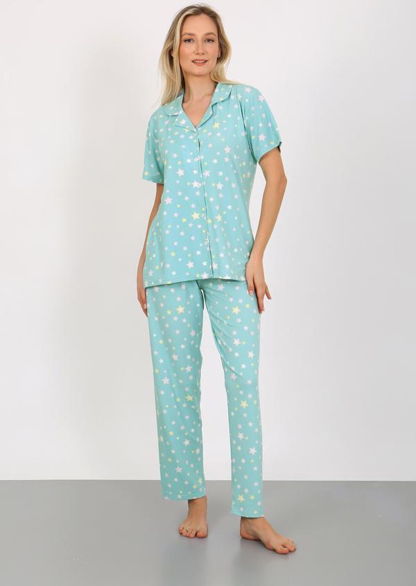 Nisanca Kısa Kollu Milan Gömlek Pijama Takımı- Genç Anne Serisi - Image 1